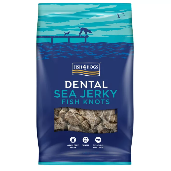 Fish4Dogs Tengeri Hal Dentális Jutalomfalat Kutyáknak Csomók 500g, Gabonamentes Halas Rágcsálnivaló Fogápoláshoz