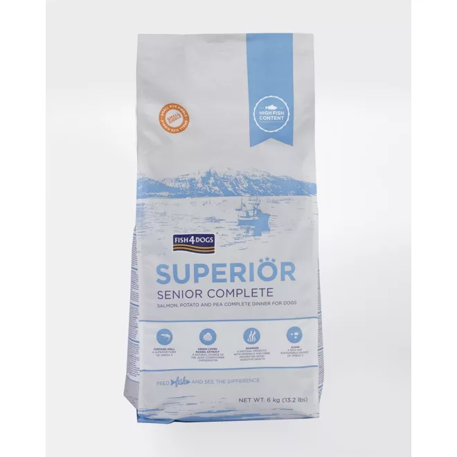 Fish4Dogs Superior Lazac Burgonyával Kis Szemcsés Száraz Kutyatáp Idősebb Kutyáknak 6kg, Prémium Halas Receptúra