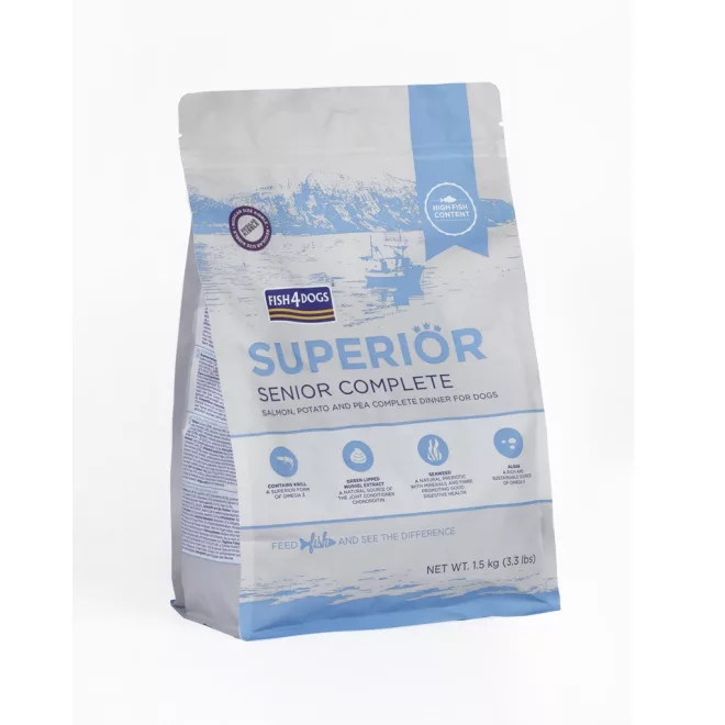 Fish4Dogs Superior Salmon & Potato Nagy Szemcseméretű Száraztáp Idős Kutyáknak 1,5kg