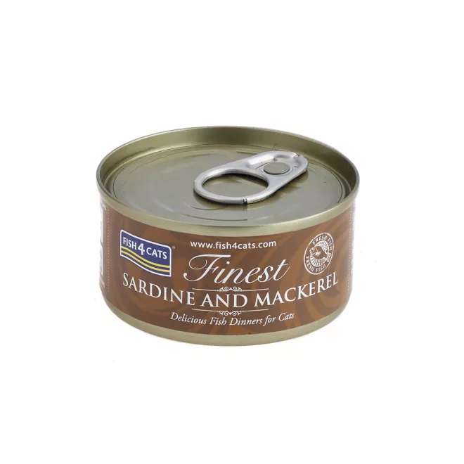 Fish4Cats Finest Szardínia Makrélával Macskakonzerv 70g, Halas Csemege Macskáknak