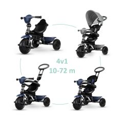   QPlay Cosy Szürke 4 az 1-ben Tricikli - Átalakítható, Állítható Szülőkar, 5-Pontos Biztonsági Öv, UPF30 Naptető és EVA Defektmentes Kerekek, 10-72 Hónapos Gyermekeknek, 25kg-ig Terhelhető