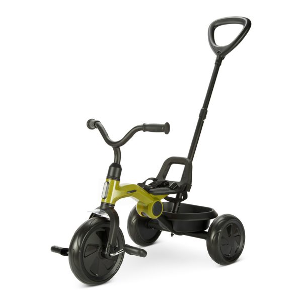 QPlay Ant Plus Zöld Összecsukható Tricikli - Szülőkormányos, Állítható Ülés és EVA Kerekek, 2-6 Éves Gyermekeknek, 25kg-ig Terhelhető
