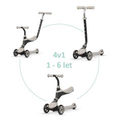   QPlay Sema 5 az 1-ben Átalakítható Roller Bézs - Ülőkével, Állítható Szülői Karral, 1-6 Éves Gyermekeknek, 50kg-ig Terhelhető