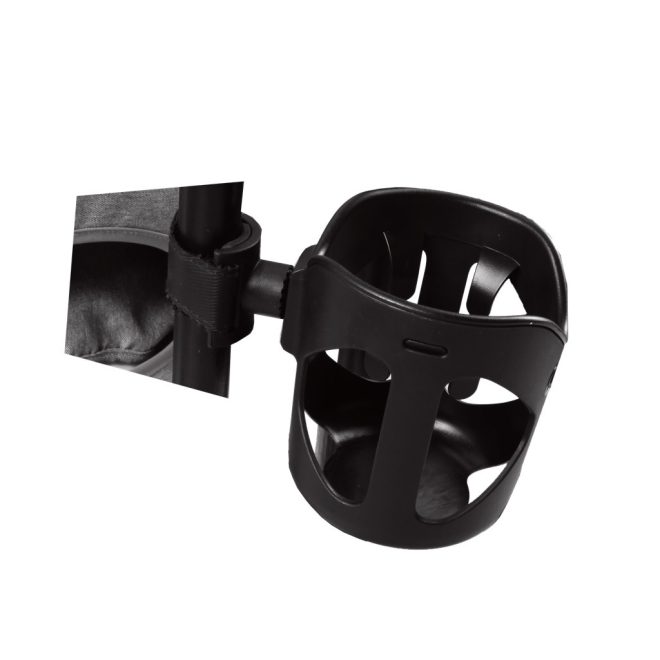 QPlay Univerzális Pohártartó - Fekete, Triciklikhez és Babakocsikhoz, Könnyen Rögzíthető, Különböző Méretű Palackokhoz és Poharakhoz