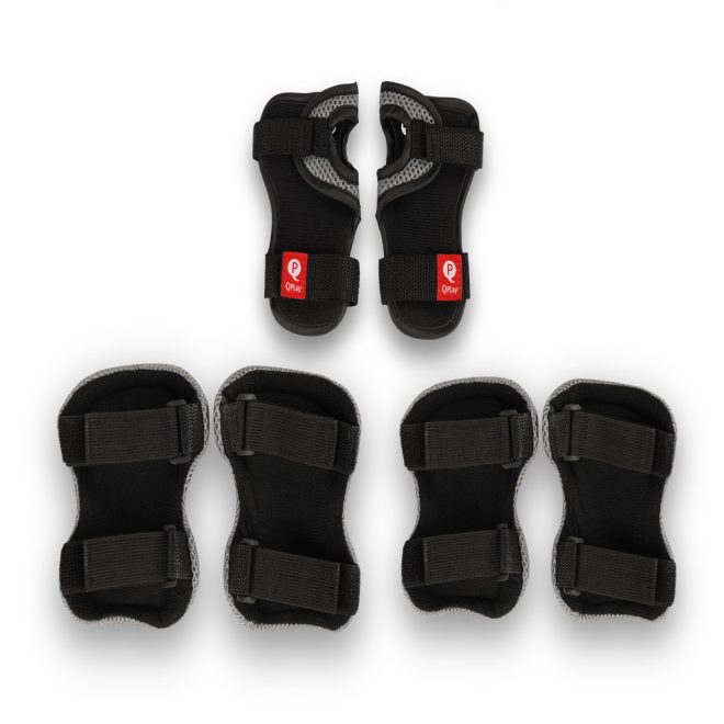 Qplay Gyermek Védőfelszerelés Szett Fekete S Méret - Könyök Térd és Csukló Védő 3-5 Éveseknek