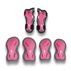   Qplay Gyermek Védőfelszerelés Szett Pink S Méret - Könyök Térd és Csukló Védő 3-5 Éveseknek