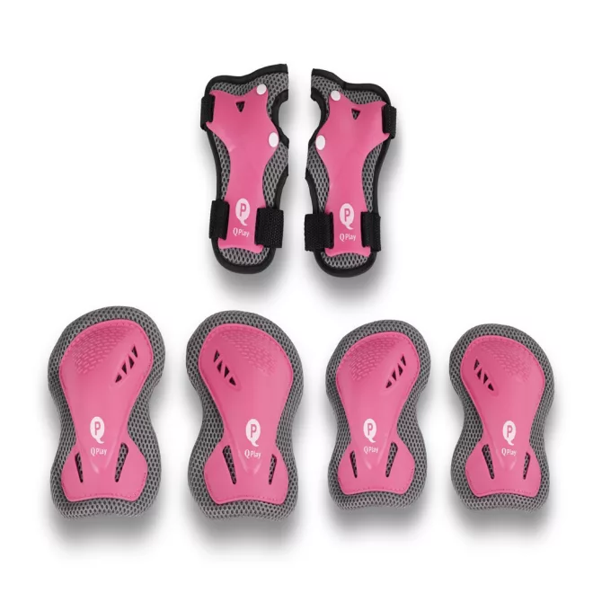 Qplay Gyermek Védőfelszerelés Szett Pink S Méret - Könyök Térd és Csukló Védő 3-5 Éveseknek