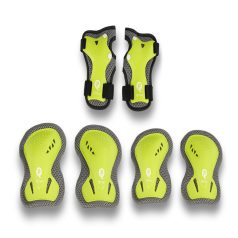   Qplay Gyermek Védőfelszerelés Szett Green S Méret - Könyök Térd és Csukló Védő 3-5 Éveseknek