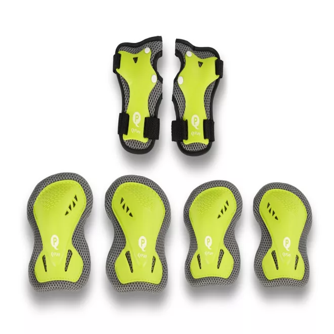 Qplay Gyermek Védőfelszerelés Szett Green S Méret - Könyök Térd és Csukló Védő 3-5 Éveseknek