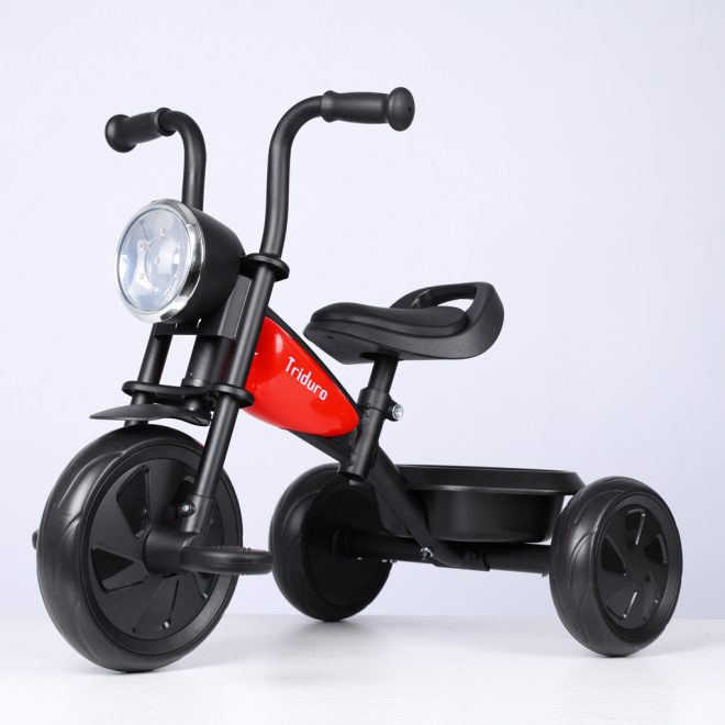 QPlay Triduro Tricikli - Piros, 2-6 Éves Korig - Tartós Fémváz, Állítható Ülés és Csúszásmentes Pedálok