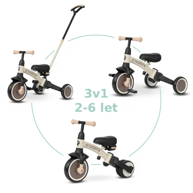 Qplay Stager Tricikli 3 az 1-ben Barna 2-6 Éves Korig – NaturalBabyShop részletes termékkép és vásárlási információ