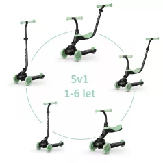   Qplay Sema Evo Jade Green Futóbicikli és Roller LED Fényekkel 1-6 Éves Korig 50kg-ig - Átalakítható, Látványos Mozgásfejlesztő Járgány