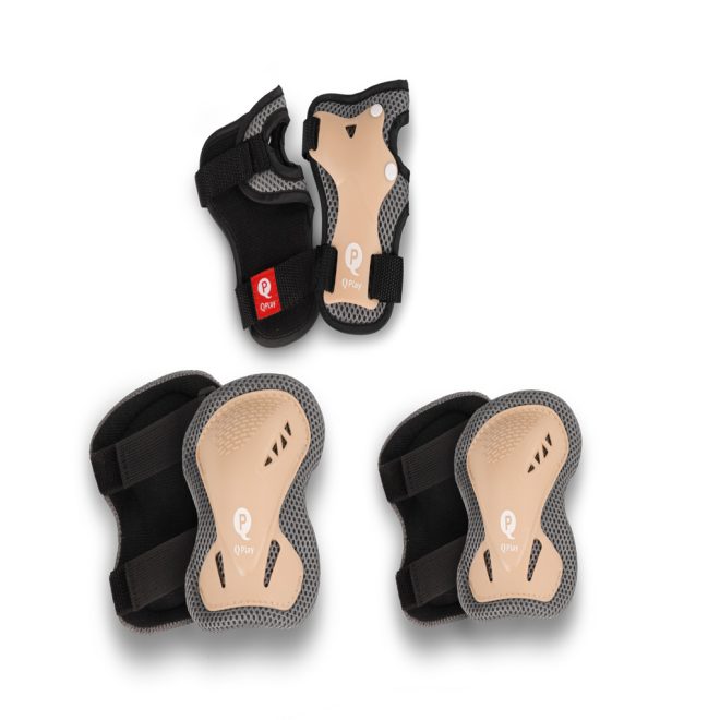 Qplay Gyermek Védőfelszerelés Szett Khaki S Méret - Könyök Térd és Csukló Védő 3-5 Éveseknek