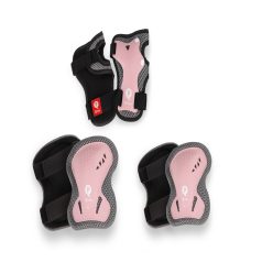   Qplay Gyermek Védőfelszerelés Szett Coral Pink S Méret - Könyök Térd és Csukló Védő 3-5 Éveseknek