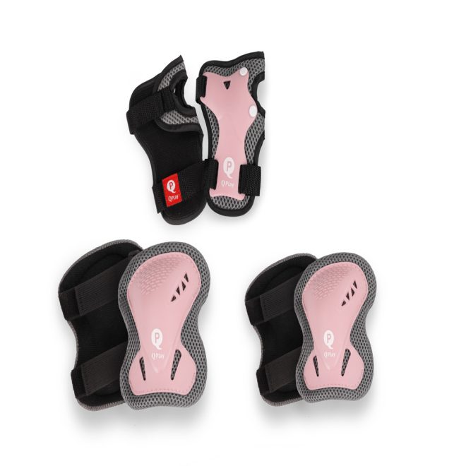 Qplay Gyermek Védőfelszerelés Szett Coral Pink S Méret - Könyök Térd és Csukló Védő 3-5 Éveseknek