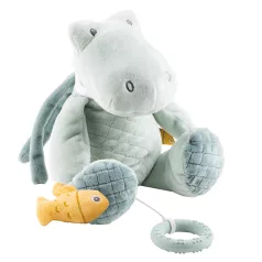   Nattou Krokodil Plüss Zenélő Romeo Rágókával Szilikon 30cm Romeo Jules & Sally - Készségfejlesztő Játékhoz Vidám Babás Felfedezéshez