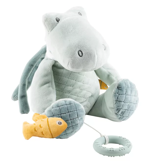 Nattou Krokodil Plüss Zenélő Romeo Rágókával Szilikon 30cm Romeo Jules & Sally - Készségfejlesztő Játékhoz Vidám Babás Felfedezéshez