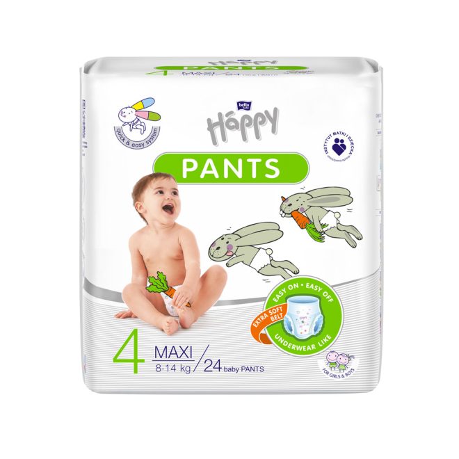 Bella Happy Pants Pelenkanadrág 4 Maxi (8-14 kg) 24db - Kényelmes és Szivárgásmentes Védelem