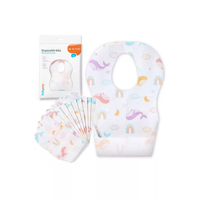 BabyOno Egyszer Használatos Előke 10db 6 Hónapos Kortól - Higiénikus Védelem Etetéshez és Utazáshoz