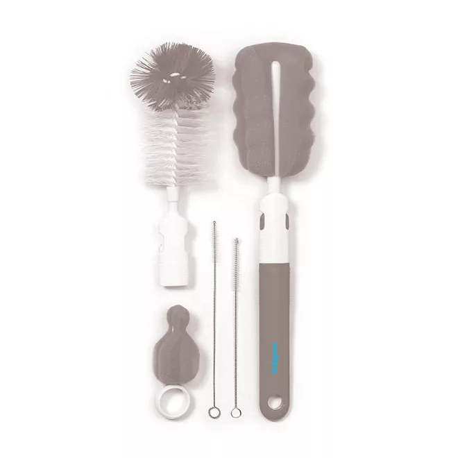 BabyOno Szürke Tisztítókefe Cserélhető Nyéllel - Alapos Tisztítás Cumisüveghez és Kiegészítőkhöz