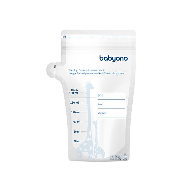 BabyOno Anyatej-tároló Zacskó 180 ml 30db - Praktikus, Biztonságos Tárolás és Fagyasztás Anyatejhez
