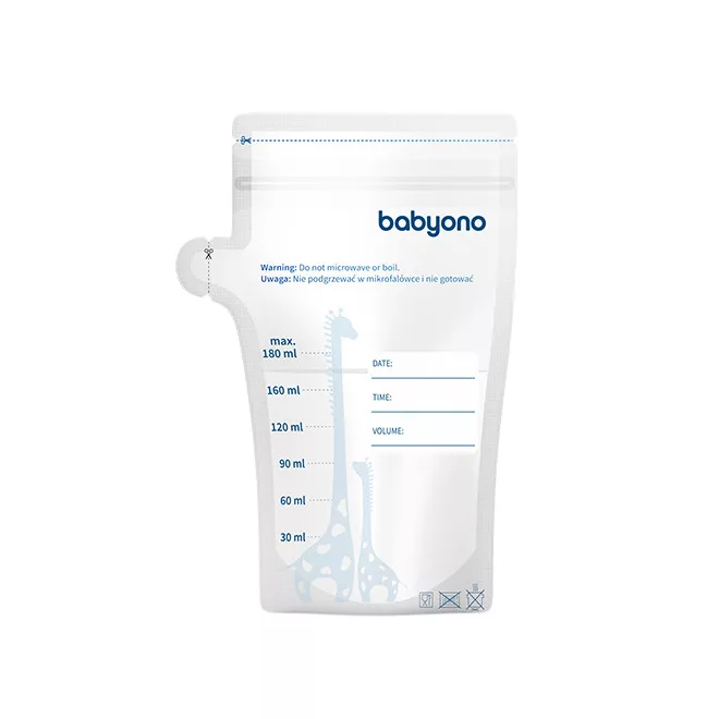 BabyOno Anyatej-tároló Zacskó 180 ml 30db - Praktikus, Biztonságos Tárolás és Fagyasztás Anyatejhez