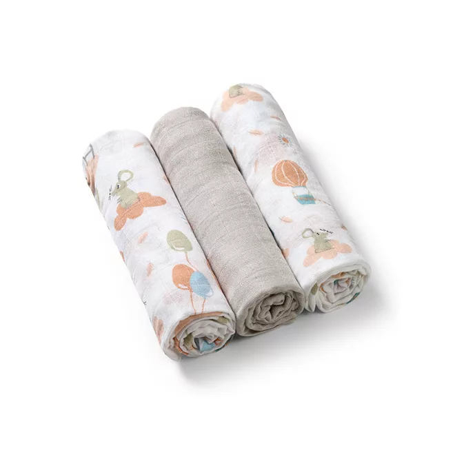 BabyOno Bambusz Textilpelenka 3db Szürke - Extra Puha és Nedvszívó Pelenkák Babáknak, Természetes Anyagból