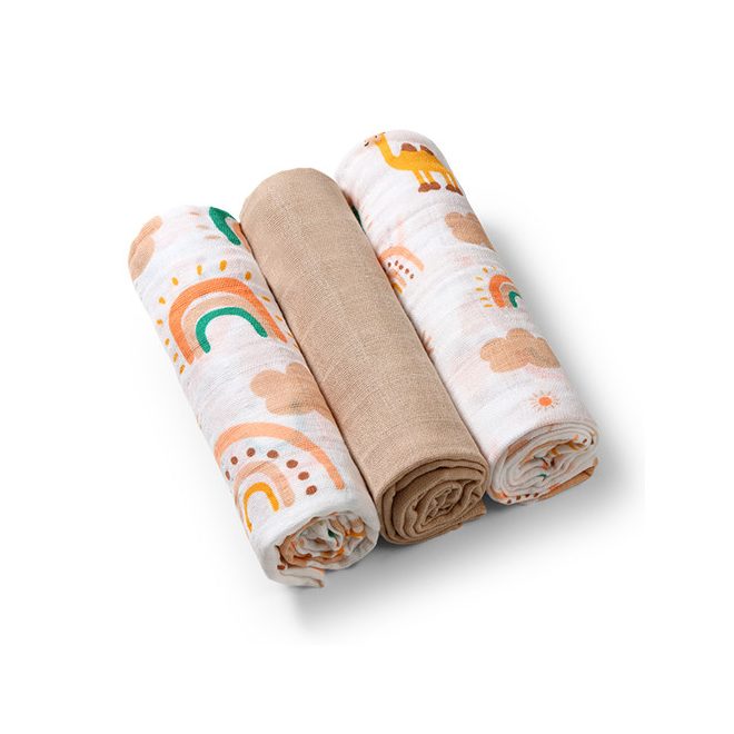 BabyOno Muszlin Pelenka Super Soft Bézs 3db (70x70cm)