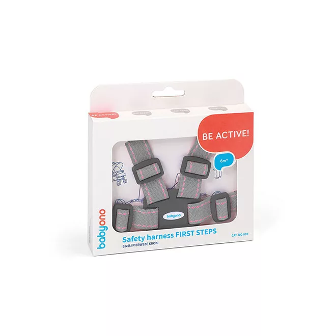 BabyOno Gyermek Biztonsági Heveder - Szürke, Állítható Járássegítő és Kézfogó Póráz 6 Hónapos Kortól Kisgyermekeknek