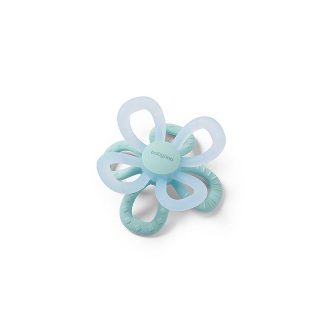 BabyOno Szilikon Rágóka Virág Kék - Fogzást Segítő Baba Rágóka, Puha és Biztonságos Kialakítással