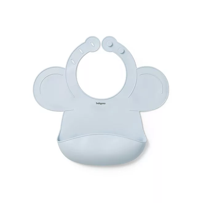 BabyOno Blue Szilikon Előke - Könnyen Tisztítható Étkezési Előke Hozzátápláláshoz