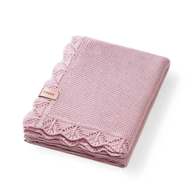 BabyOno Bambusz Kötött Takaró Rózsaszín 75x100cm – NaturalBabyShop részletes termékkép és vásárlási információ
