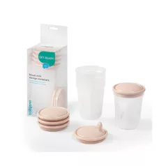   BabyOno Élelmiszer Tároló és Fagyasztó Edény 4db Bézs - Praktikus Babaétel Adagoláshoz és Fagyasztáshoz