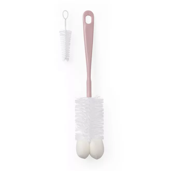 BabyOno Rózsaszín Cumisüveg Kefe Mini Kefével - Praktikus Tisztítókefe Napi Babaápoláshoz