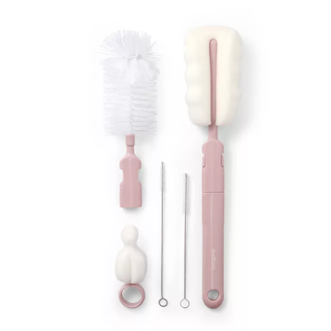 BabyOno Rózsaszín Cumisüveg- és Cumimosó Kefe Levehető Fogantyúval - Könnyű Tisztítás Nehezen Elérhető Részekhez