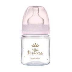   Canpol Babies Babies Royal Baby Széles Nyakú Cumisüveg 120ml Rózsaszín - Kényelmes Etetéshez és Kevesebb Levegőnyeléshez