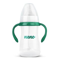   Neno Antikólikus Cumisüveg 240ml - 3 Hónapos Kortól, BPA-mentes, Puha Szilikon Cumi, Súlyozott Szívószállal, Fogantyúval, Anyatej-lefejőkkel Kompatibilis