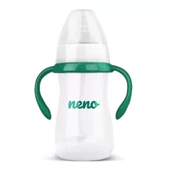   Neno Antikólikus Cumisüveg 240ml - 3 Hónapos Kortól, BPA-mentes, Puha Szilikon Cumi, Súlyozott Szívószállal, Fogantyúval, Anyatej-lefejőkkel Kompatibilis