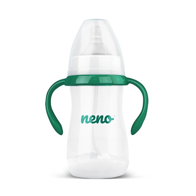 Neno Antikólikus Cumisüveg 240ml - 3 Hónapos Kortól, BPA-mentes, Puha Szilikon Cumi, Súlyozott Szívószállal, Fogantyúval, Anyatej-lefejőkkel Kompatibilis