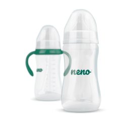   Neno Antikólikus Cumisüveg 300ml - 6 Hónapos Kortól, BPA-mentes, Puha Szilikon Cumi, Súlyozott Szívószállal és Fogantyúval, Anyatej-lefejőkkel Kompatibilis