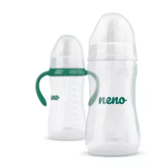   Neno Antikólikus Cumisüveg 300ml - 6 Hónapos Kortól, BPA-mentes, Puha Szilikon Cumi, Súlyozott Szívószállal és Fogantyúval, Anyatej-lefejőkkel Kompatibilis