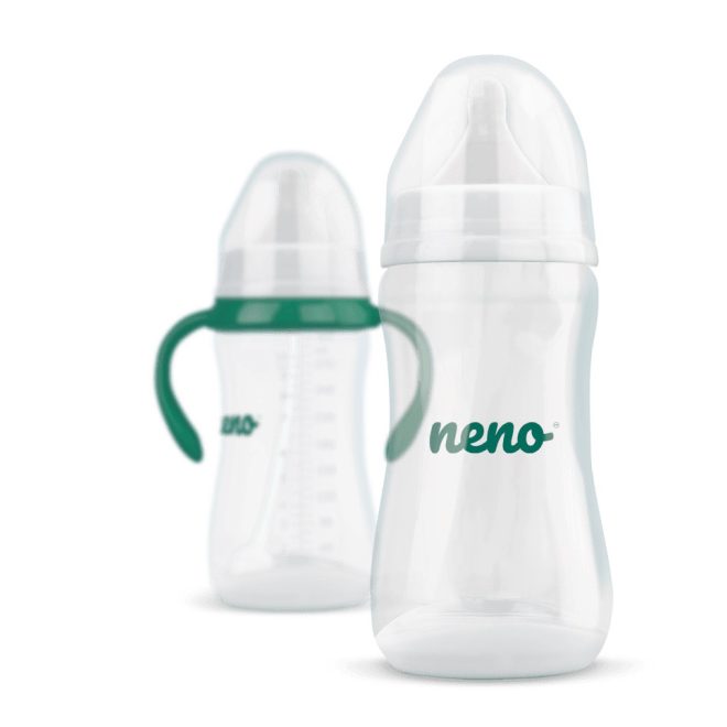 Neno Antikólikus Cumisüveg 300ml - 6 Hónapos Kortól, BPA-mentes, Puha Szilikon Cumi, Súlyozott Szívószállal és Fogantyúval, Anyatej-lefejőkkel Kompatibilis