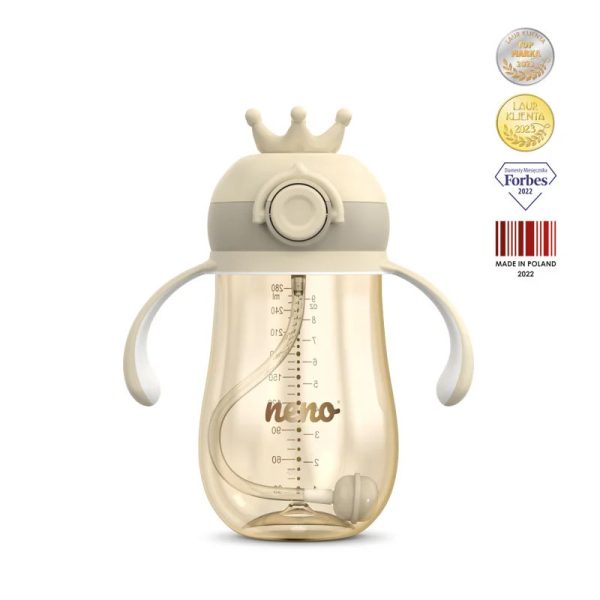 Neno Pohár Szívószállal - Krém Színű, 280ml, PPSU Anyagból, BPA-mentes, Szivárgásmentes, 12 Hónapos Kortól