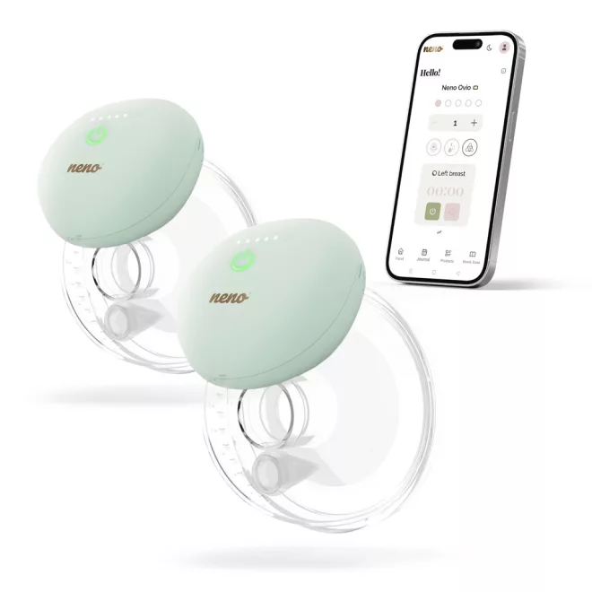 Neno Kéz Nélküli Mellszívó Ovio Twin Dupla Vezeték Nélküli Elektronikus Alkalmazással – NaturalBabyShop részletes termékkép és vásárlási információ