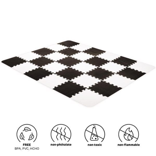 Kinderkraft Luno Habos Puzzle Alátét 150x180cm Fekete - 30 Darabos Játszószőnyeg Szett Babáknak és Kisgyermekeknek, Puha és Könnyen Tisztítható Felület