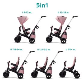   Kinderkraft Easytwist SELECT Háromkerekű Tricikli Mauvelous Pink - Prémium Multifunkciós Gyerek Tricikli Forgatható Üléssel, Szülőkarral és Magnéziumvázzal, 9 Hónapos Kortól