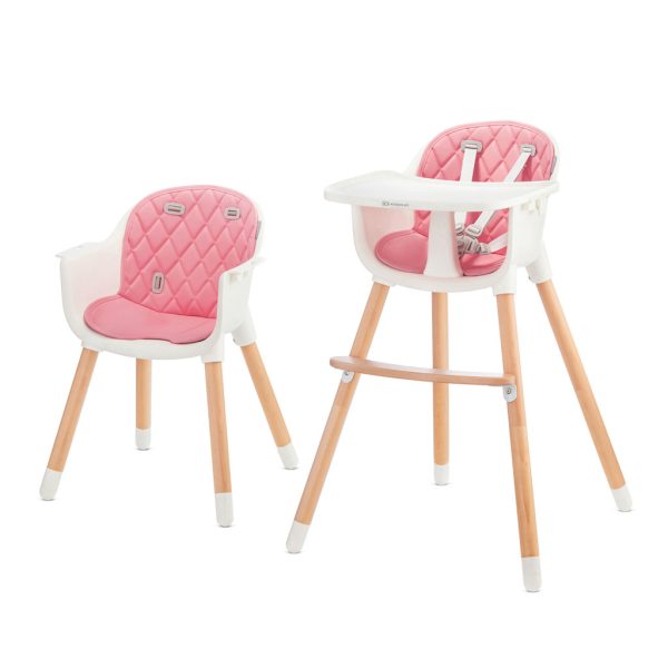 Kinderkraft Sienna 2in1 Etetőszék Pink - Magas Etetőszék és Gyerekszék Egyben, Kivehető Tálcával, Stabil és Stílusos Rózsaszín Kialakítás
