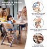 Kinderkraft Enock Fa Etetőszék Grey - Állítható Magasságú Etetőszék Újszülöttkortól, Stabil Fa Szerkezettel és Modern Szürke Designnal