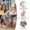 Kinderkraft Enock Fa Etetőszék Grey - Állítható Magasságú Etetőszék Újszülöttkortól, Stabil Fa Szerkezettel és Modern Szürke Designnal