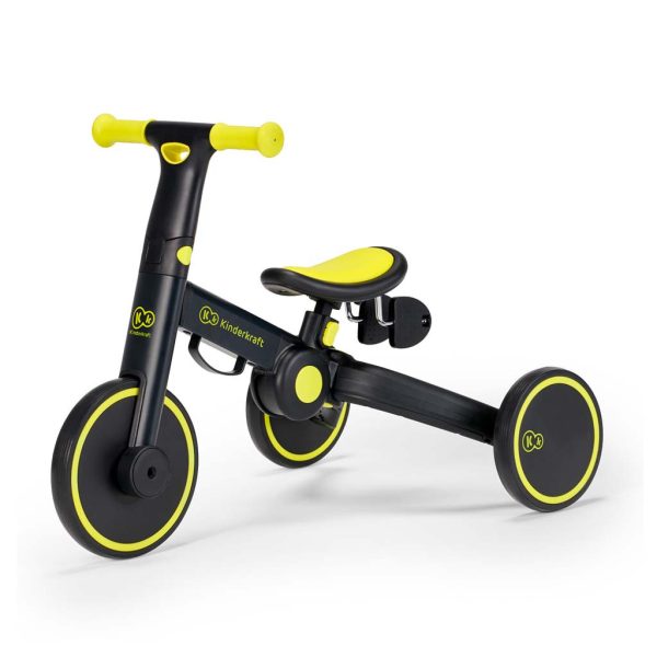 Kinderkraft 4Trike Háromkerekű Tricikli Black Volt - 2 az 1-ben Futóbicikli és Tricikli Kombináció Gyerekeknek, Összecsukható, Könnyű és Stabil Kialítás, 1 Éves Kortól